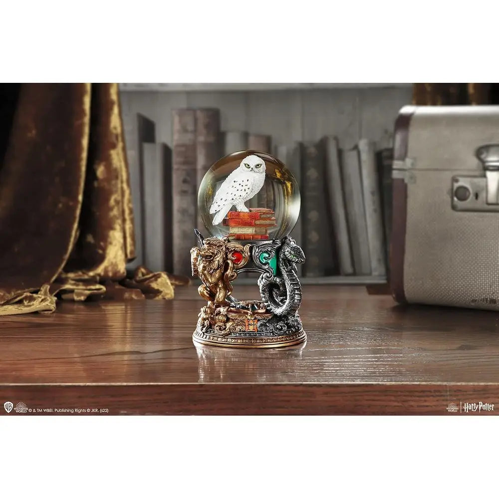 Officially Licensed Harry Potter Snow Globe with Hand-Painted Hedwig, Hogwarts Crests, Ideal Gift for Potter Fans