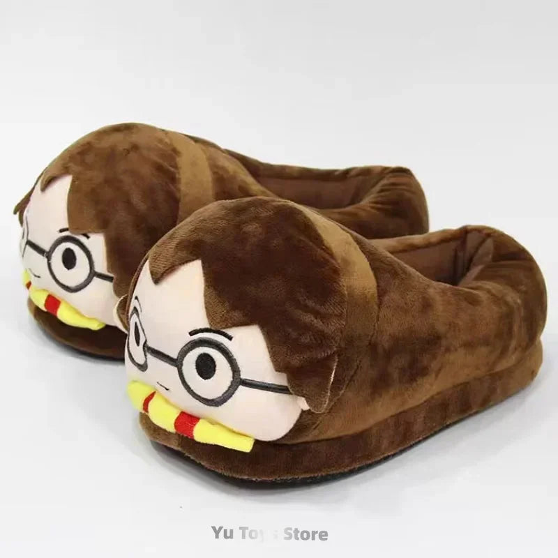 Cute Harries Potters Winter Plush Warm And Thickened Cotton Slippers Potter Couple Indoor For Breathability Shoes Surprise Gift