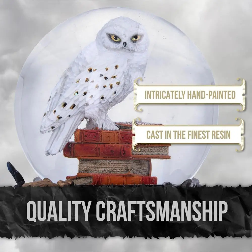 Officially Licensed Harry Potter Snow Globe with Hand-Painted Hedwig, Hogwarts Crests, Ideal Gift for Potter Fans