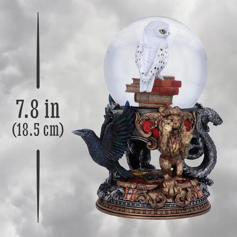 Officially Licensed Harry Potter Snow Globe with Hand-Painted Hedwig, Hogwarts Crests, Ideal Gift for Potter Fans