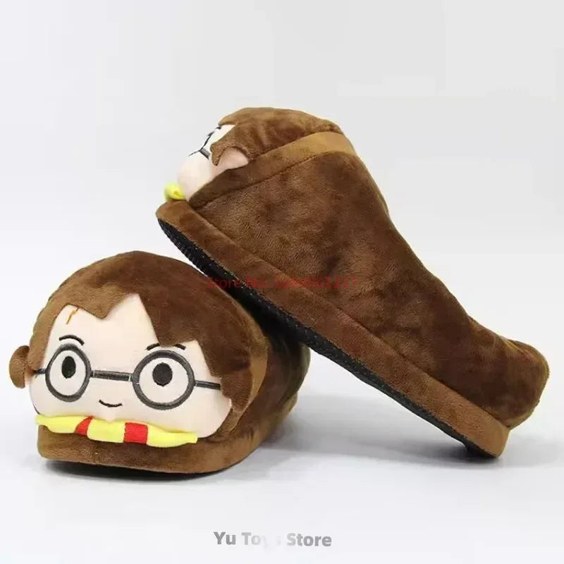 Cute Harries Potters Winter Plush Warm And Thickened Cotton Slippers Potter Couple Indoor For Breathability Shoes Surprise Gift