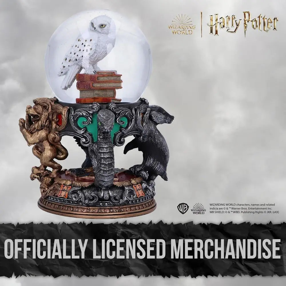 Officially Licensed Harry Potter Snow Globe with Hand-Painted Hedwig, Hogwarts Crests, Ideal Gift for Potter Fans