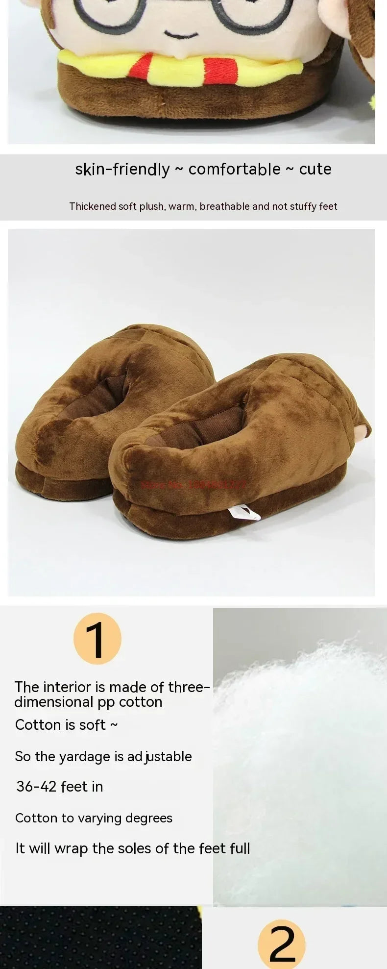 Cute Harries Potters Winter Plush Warm And Thickened Cotton Slippers Potter Couple Indoor For Breathability Shoes Surprise Gift