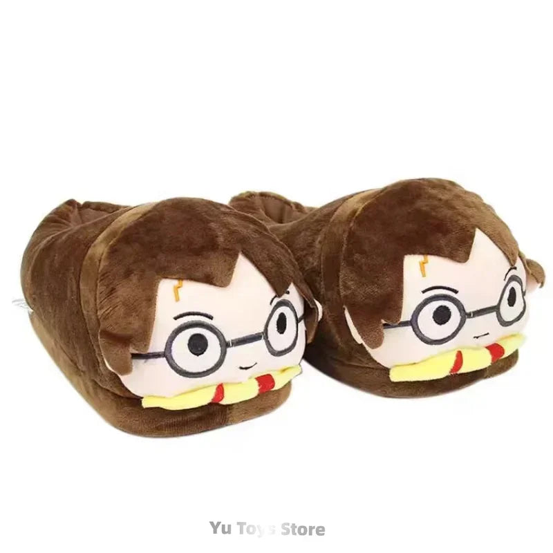 Cute Harries Potters Winter Plush Warm And Thickened Cotton Slippers Potter Couple Indoor For Breathability Shoes Surprise Gift